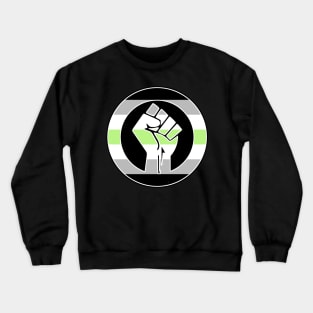 Black Lives Matter Fist Circled LGBTQ Flag Agender Crewneck Sweatshirt